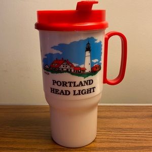 Vintage 12oz travel mug. Portland Head Light, Maine.